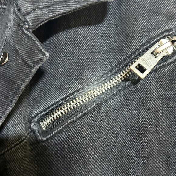 Guess Black Denim Jacket with Zipper Details - Picture 3 of 10